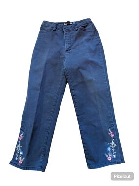 Dark Blue Women's Embroidered Jeans